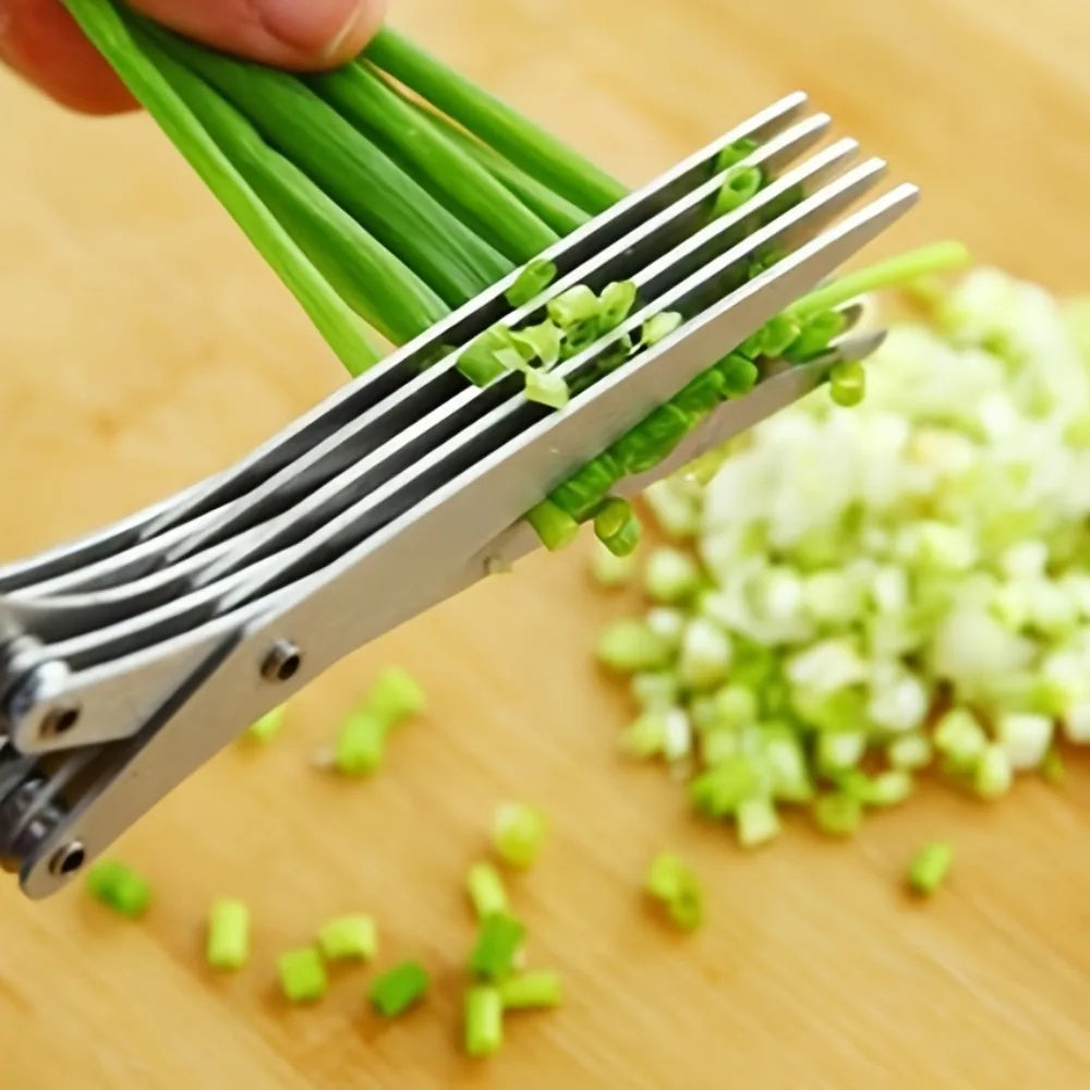 1/2pcs 5-layer Scallion Scissors Stainless Steel Multifunctional Shredded Paper Cutter Vegetable Onion Shears Kitchen Gadgets