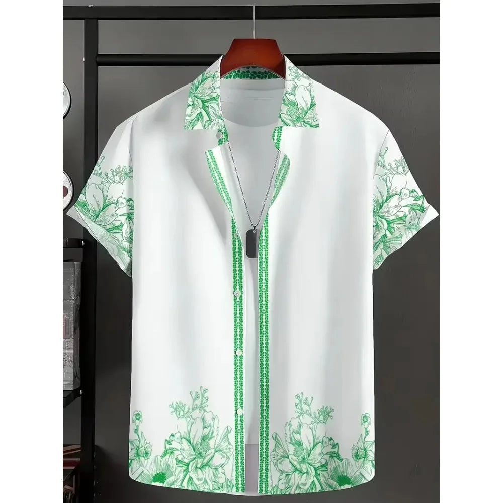 Hawaiian Shirt Summer Crisp Simple Everyday Men's and Women's Lapel Button-Down Top Oversized Cool Summer Casual Men Clothing