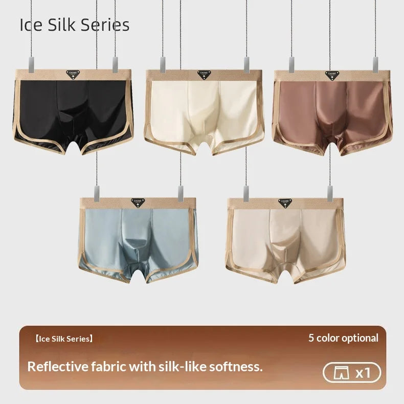 1/3 PCS Men's Luxury Satin Ice Silk Shorts Boxers Hygroscopic Breathable Crotch High Elastic Underpants large size