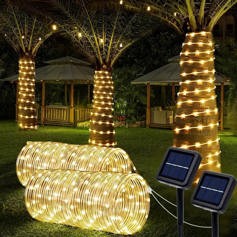 Solar String Tube Light PVC Soft Tube Outdoor Waterproof Copper Wire Light Courtyard Garden Decoration Atmosphere Flashing Light
