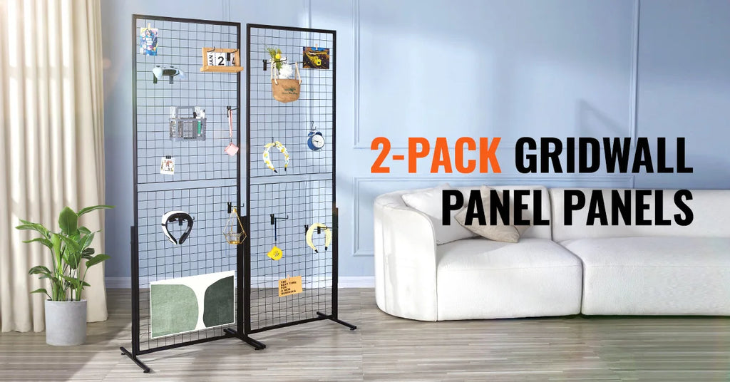 SucceBuy Grid Wall Panels Tower Wire Gridwall Display Racks Double Side Gridwall Panels for Art Craft Shows Retail Shop w/ Hooks