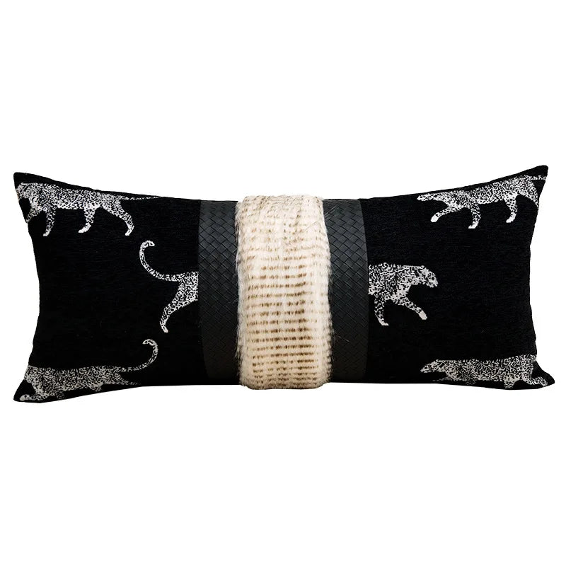 Modern Light Luxury Ice Velvet Black / Light Coffee Throw Pillowcase Woven Back Pillow Cushion Cover