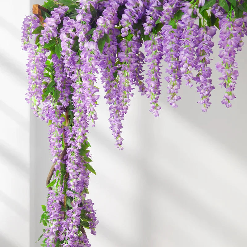 37.8'' Silk Wisteria Artificial Flowers, Fake Wisteria Floral Hanging Plant Garland, for Home Decor, Party, Floor Vase, Balcony