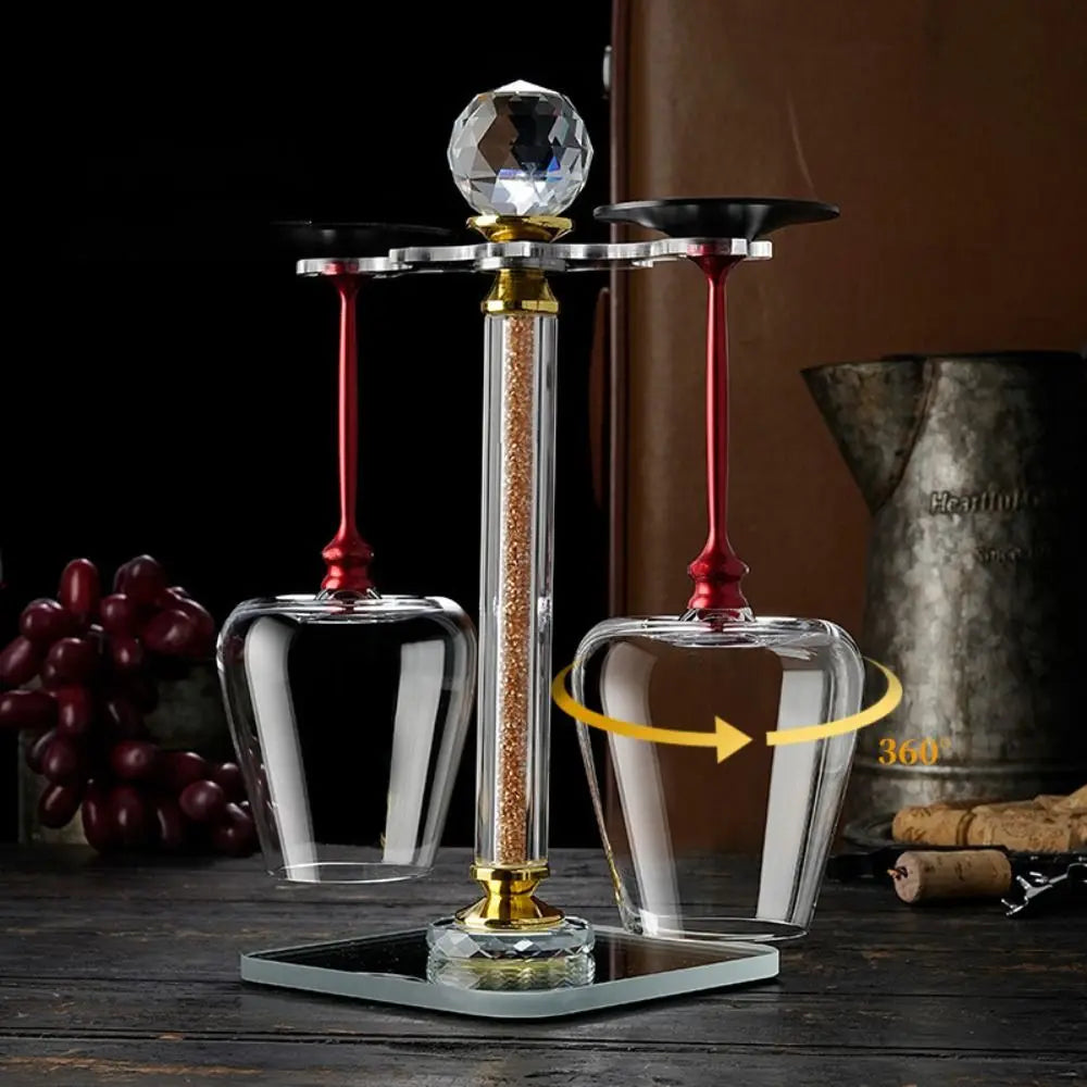 Advanced Clear Rotating Glass Wine Glasses 500ml Thickened Base Crystal Goblet Ergonomic Holder Wine Decanter Glass Cup Whiskey