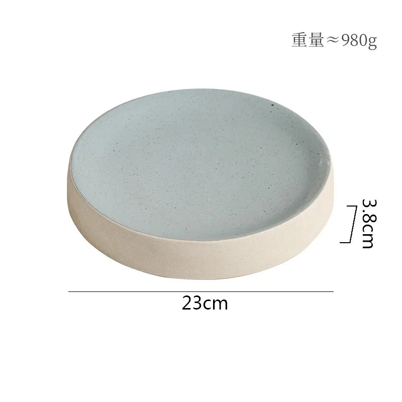 Retro Cylindrical Ceramic Plate Pasta Dish Dessert Snack Plate Steak Plate Sushi Plates Restaurant Molecular Cuisine Tableware