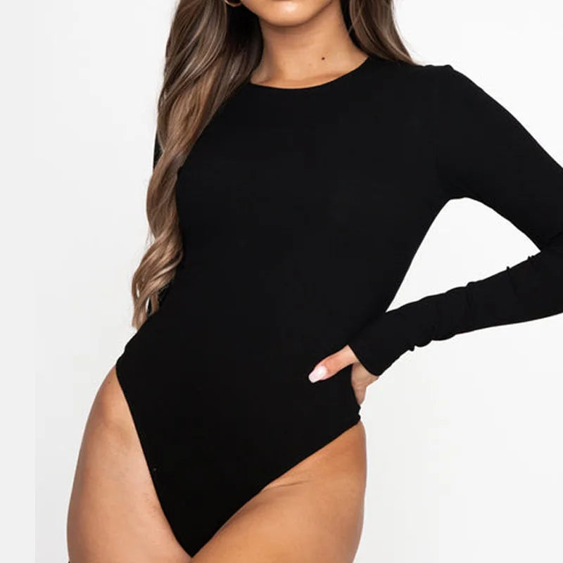 New Long Sleeve Bodysuit for Women Slim Fit Bodycon Bodies Casual One-Piece Jumpsuit Fall Winter Outfits Black Brown
