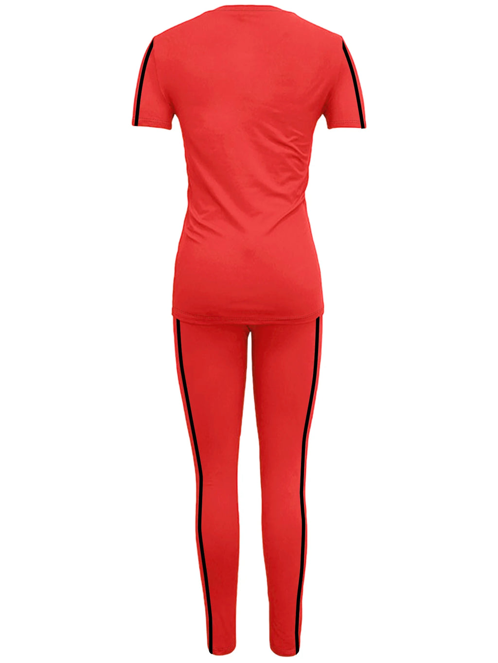 Women's Side-Striped Summer Sportswear Set Short Sleeve Long Pants Breathable Base Layer Clothing Colorful Casual Outfit