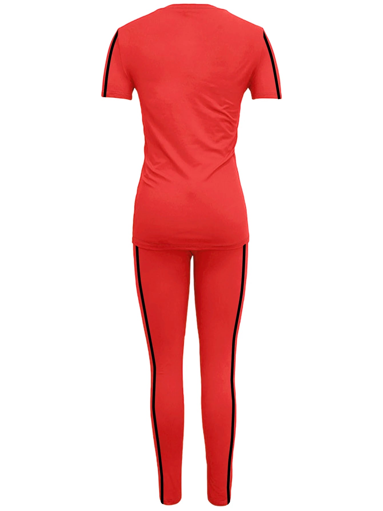 Women's Side-Striped Summer Sportswear Set Short Sleeve Long Pants Breathable Base Layer Clothing Colorful Casual Outfit