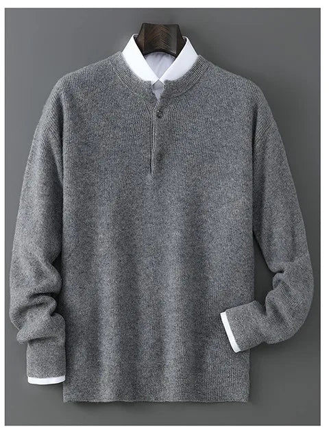 MVLYFLRT Men's 100% Merino Wool Round Neck Pullover Sweater Casual Thick Knit Autumn Winter Warm Cashmere Feel Sweater