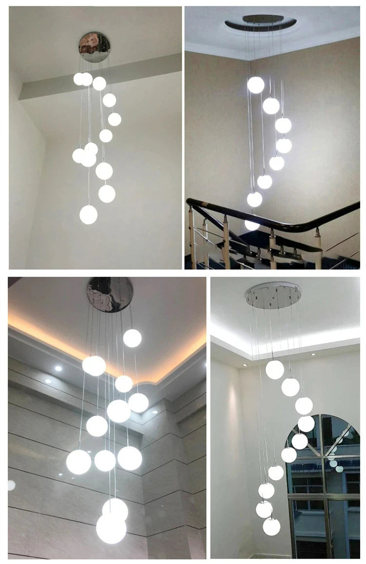 Stairs 2026 Modern Nordic LED Glass Chandelier Loft Duplex Living Room Lamp Hotel Lobby Long Chandelier Home Decorative Lighting