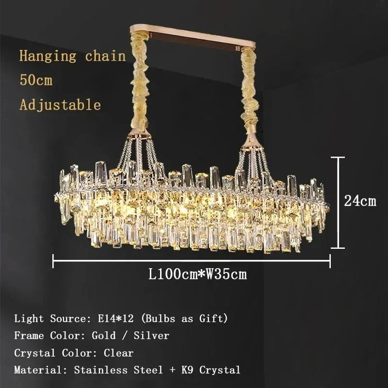 Modern Luxury Led Lights Clear Crystal Chandeliers for Living Room Villa Bedroom Dining Room Art Home Decoration Pendant Lamps