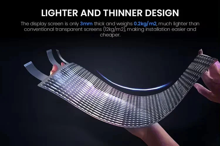 P4 LED Transparent Flexible Display High Transparency Foil Film Led Video Wall Film Display Transparent Panels