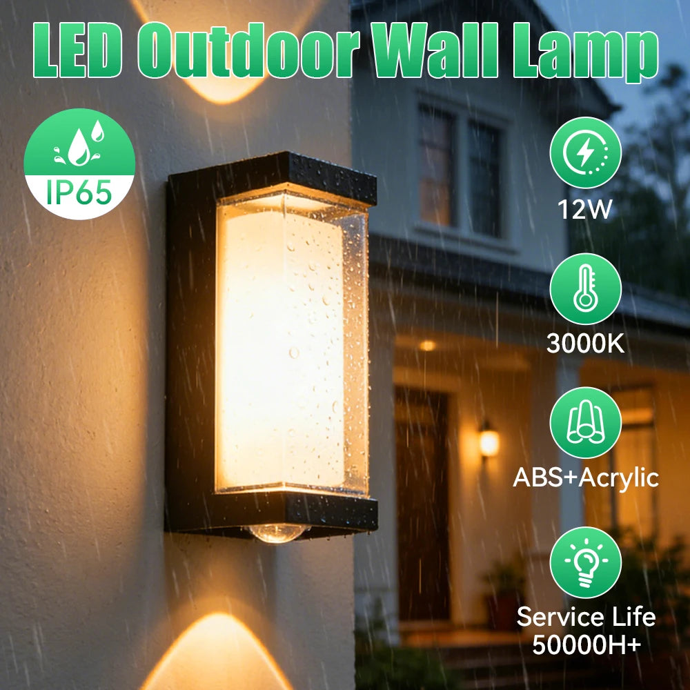Outdoor Wall Light 85-265V IP65 Waterproof 25W 12W Garden Corridor Balcony wall lamp courtyard Decor Warm Light exterior Stairs