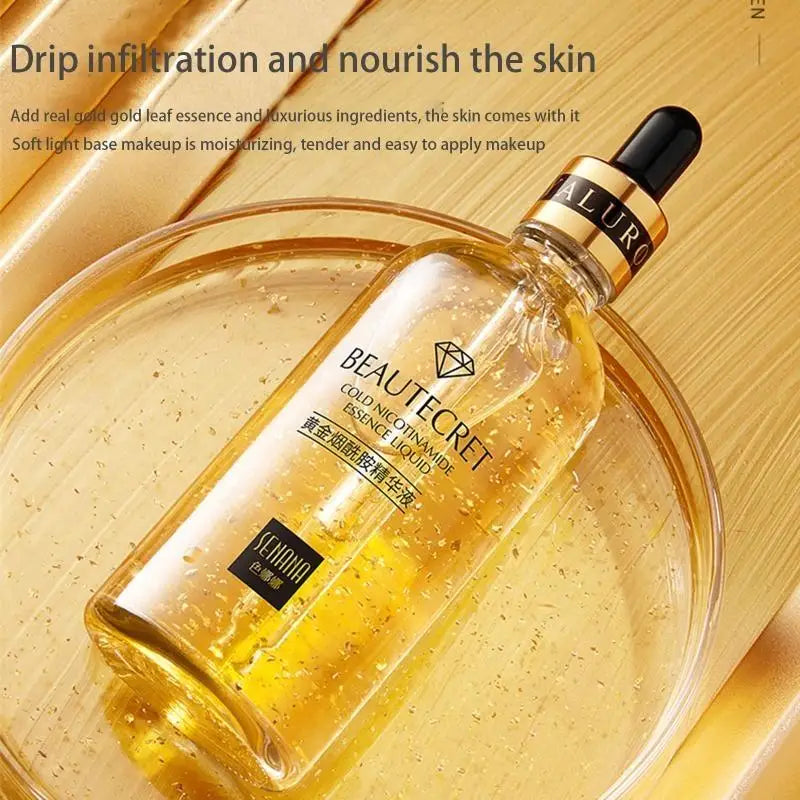 E0BD Hyaluronic Acid Serum 24k Gold Niacinamide Face Moisturizing Solution Whitening Anti Aging Anti Wrinkle