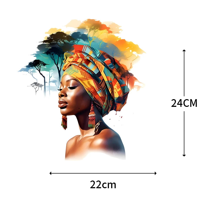 Fashionable Black Girl Heat Transfer Printed Stickers DIY Women's T-shirt Sweatshirt Decoration Heat Transfer Personalized Print