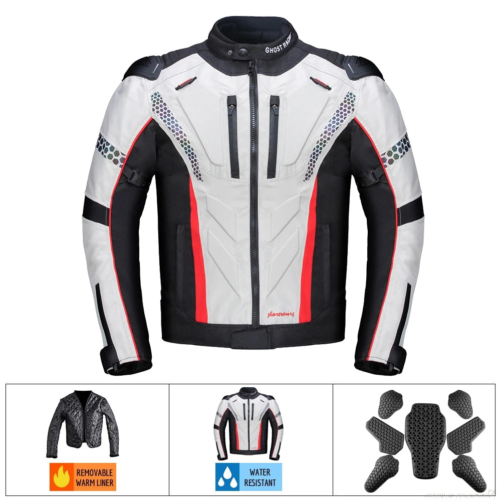Four Seasons Motorcycle Jacket Moto+Protector Motorcycle Pants Cold-proof Waterproof Moto Suit Touring Clothing Protective Gear