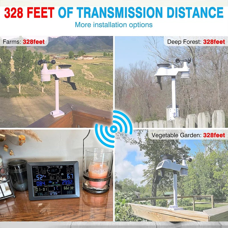 Multifunction Wi-Fi Weather Station Solar Outdoor Sensor Internet Wireless Weather Station Remote Monitoring System Rain Gauge