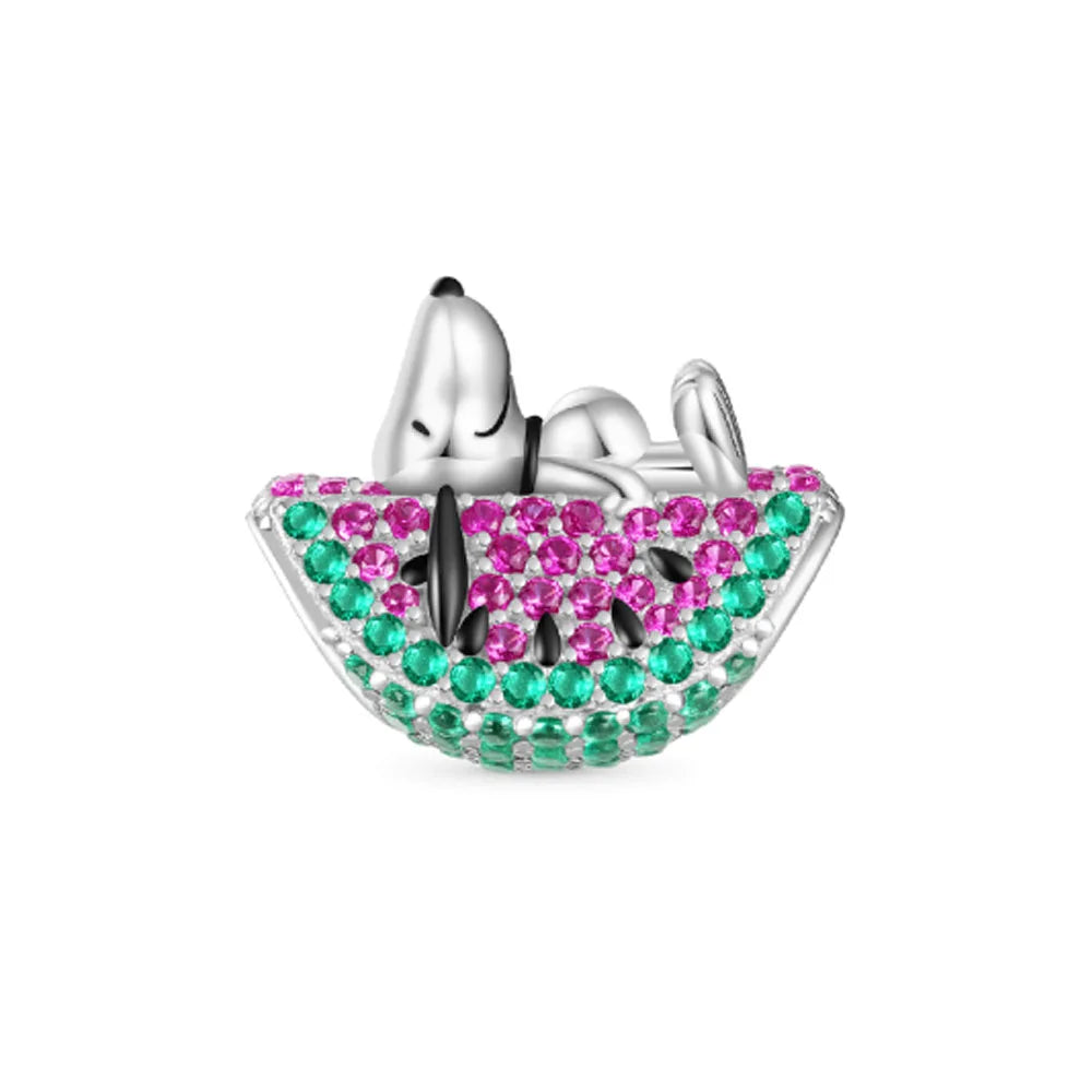 Cartoon 925Silver Balloon Dog, Red House, Watermelon Dog Male and Female Pendant,Fit Bracelet DIY Jewelry for Girls and Children