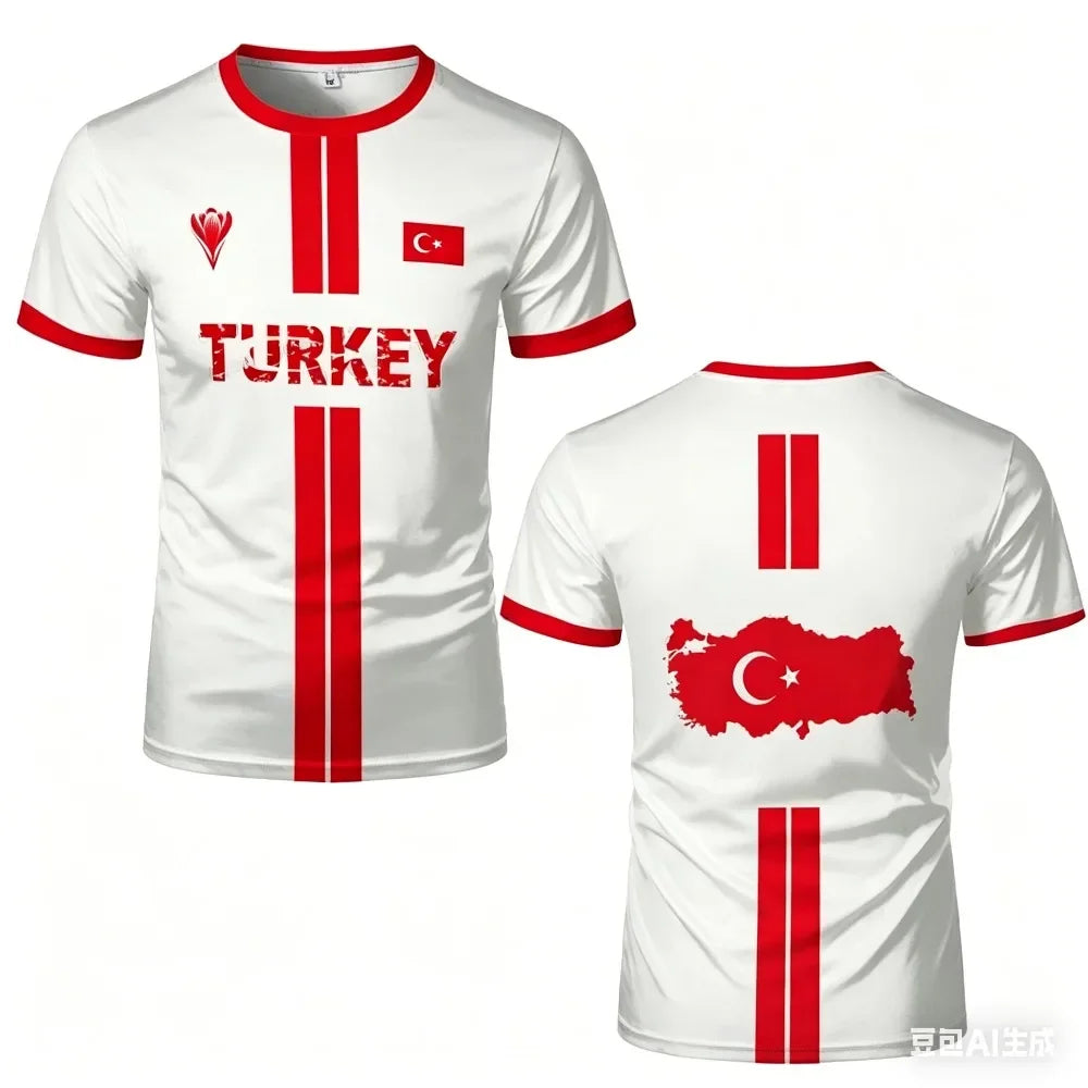 Türkiye 3D print sport Quickdry Breatha men women T-shirt outdoor football jersey fanTeam training apparel parent-child clothing