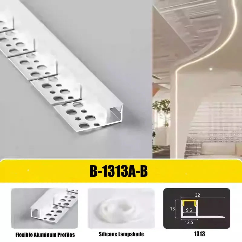 0.5/1M Bendable Led Aluminum Profile 20/30/40Mm Wide Flexible Led Channel Diffuser Curved Line Light Bar Aisle Ceiling Lighting