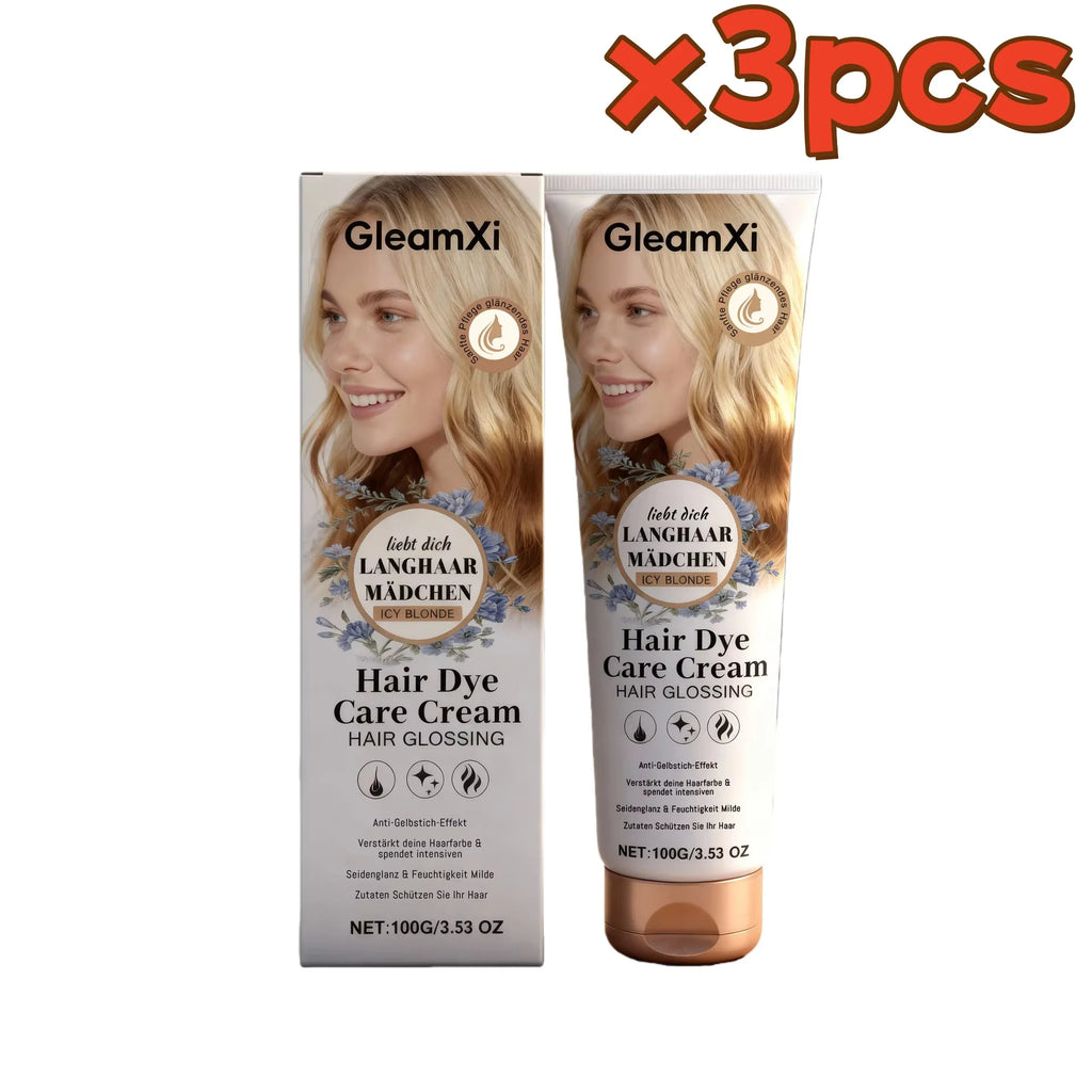 Gleamxi Icy Blonde Hair Dye Cream Permanent DIY Home Natural Long Lasting Shiny Glossy Anti Dry Damage Hair Coloring Cream 100g