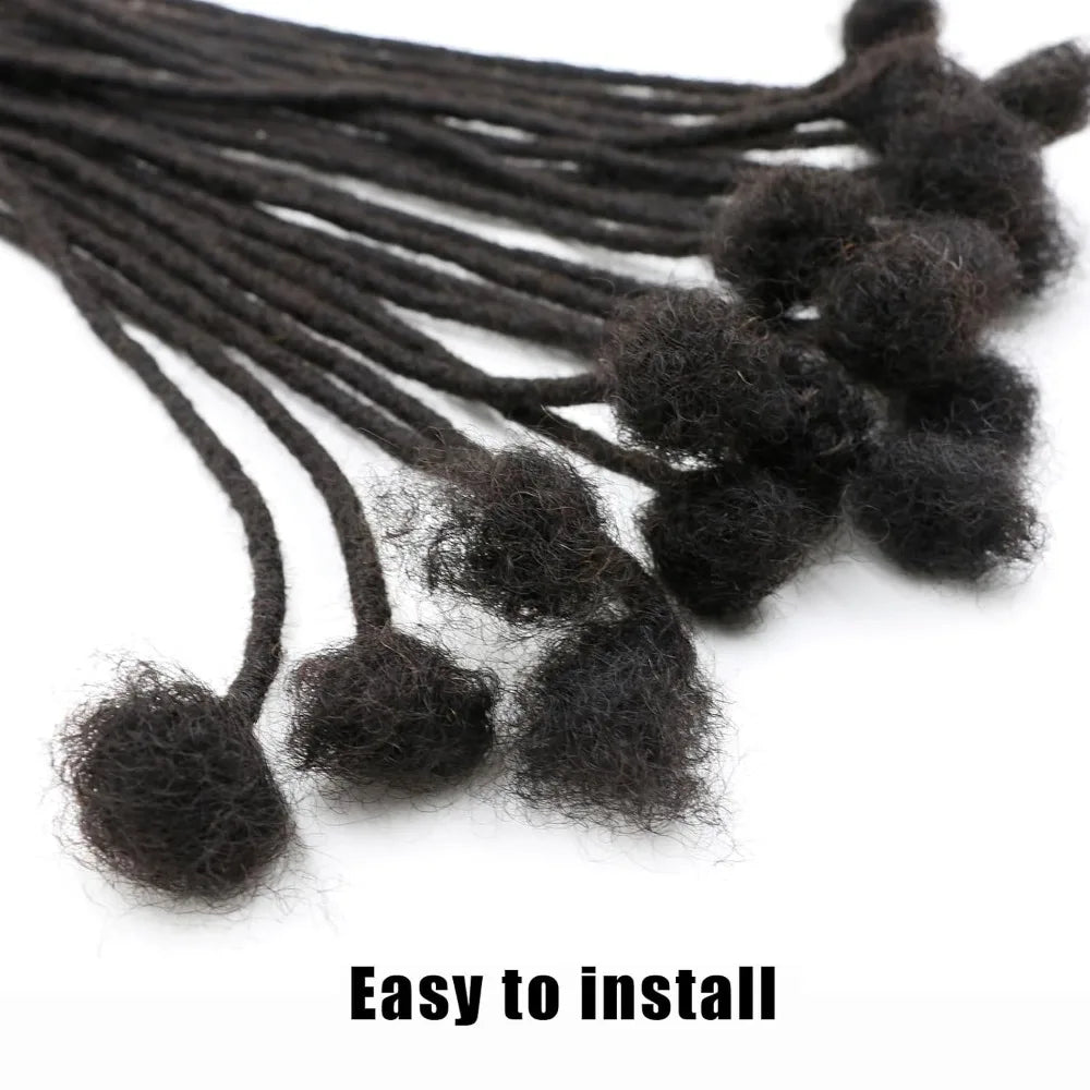 0.6 Cm Real Human Hair Dreadlock Extensions 4-18 Inch 10/40/70 Strands Full Handmade Locs Soft Natural Bulk Hair for Men Women