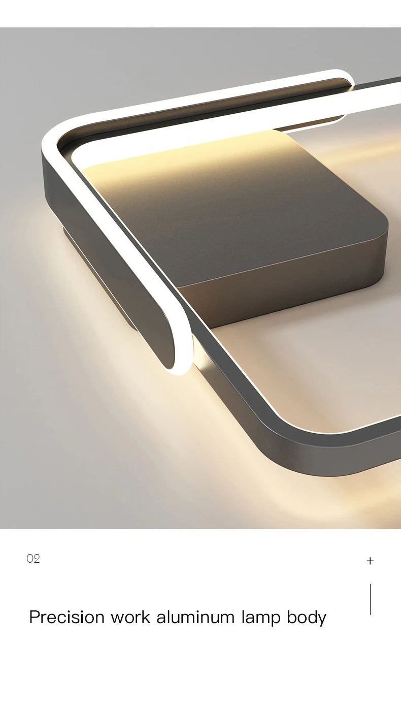 Modern Led Ceiling Light The Bedroom Black White Square Ring Lamp Living Room Study Nursery Indoor Lighting Fixture