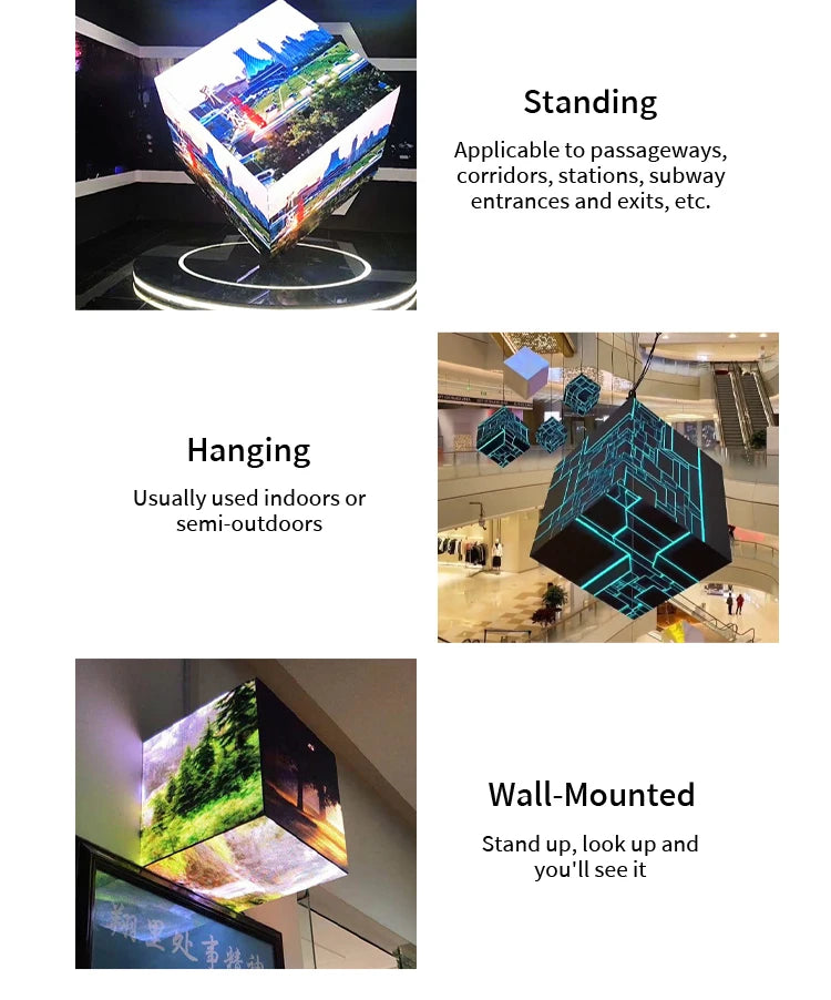 Outdoor Creative Magic Cube Indoor LED Cubes Display Screen Sign Video Wall 90 Degree Corner Cube LED Display Screen