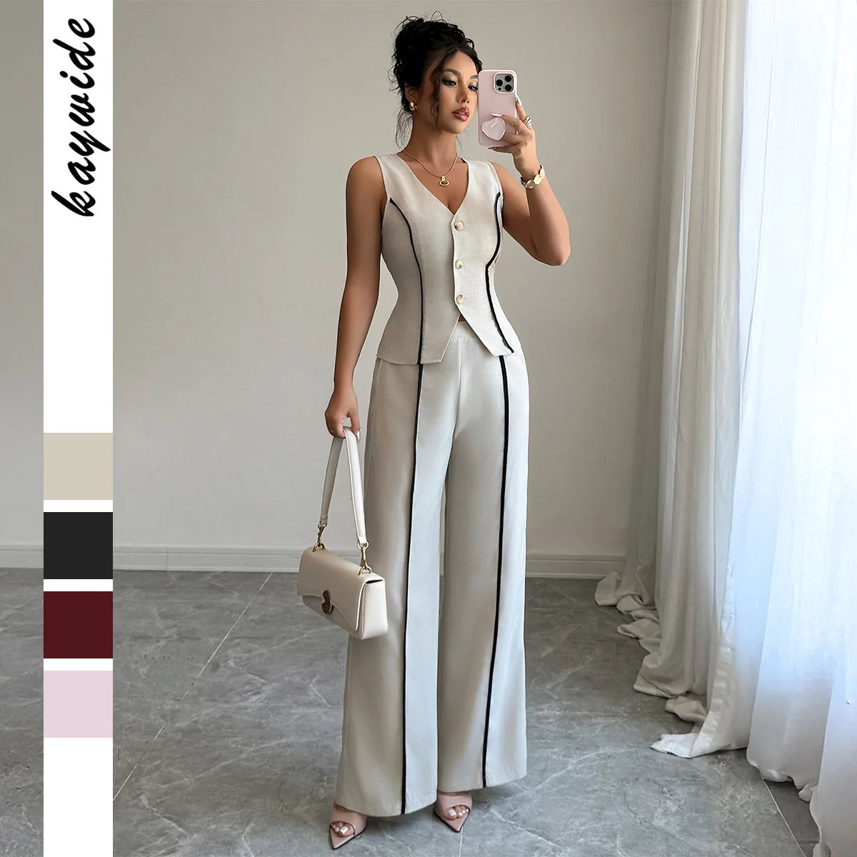 Women's 2026 Spring/summer Casual Chic Urban Hot Girl Color-block Sleeveless Blazer Set Wedding Dress Femme Clothes Lace Beach