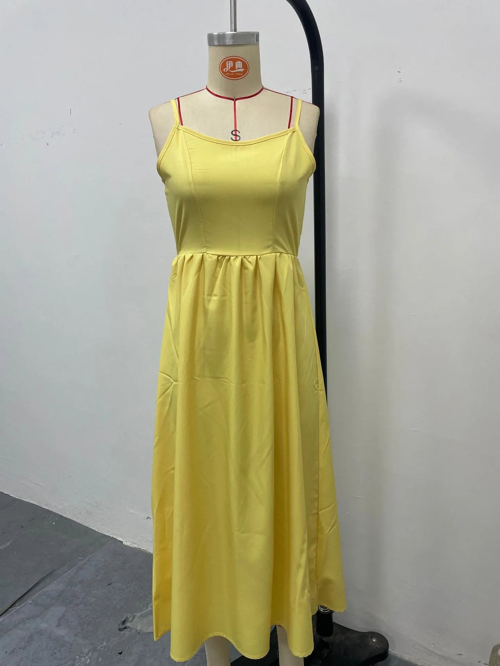 A Line High Waist Dress with Geometric Pattern No Closure Japanese Korean Casual Slim Fit Midi Length Women Summer Dress