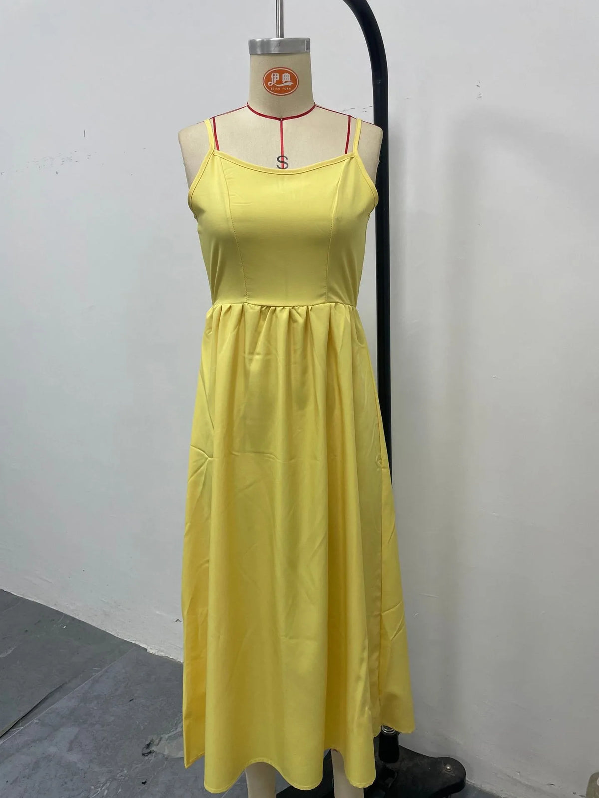 A Line High Waist Dress with Geometric Pattern No Closure Japanese Korean Casual Slim Fit Midi Length Women Summer Dress