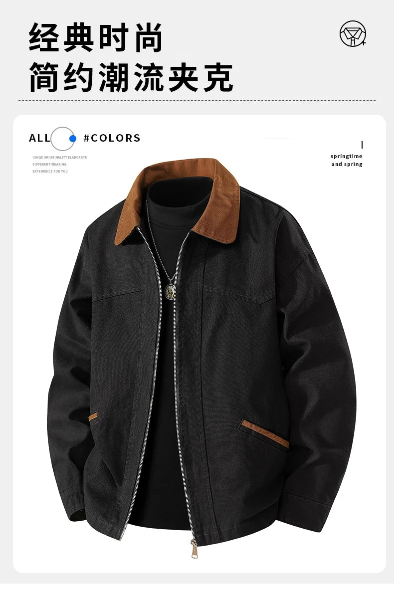 Men Jacket 100% Cotton Coats Safari Autumn Oversize 6XL 7XL 8XL Plus Size Camping Street Casual Business Work Zipper Softshell