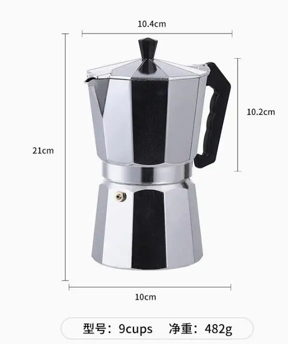 KNCOKAR 1/2/3/6/9/12/14cup Stovetop Moka Coffee Maker Italian Top Moka Espresso Cafetera Expresso Percolator Cafe Coffee Pot