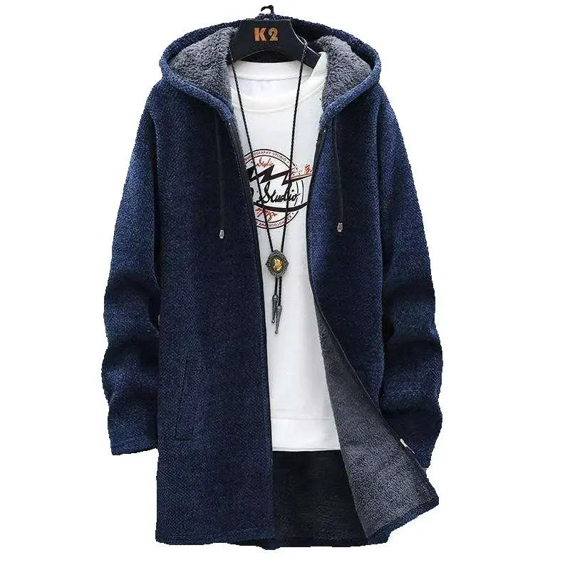 Winter Fleece Cardigan Men Thick Hooded Sweaters Coats Mens Warm Knitted Sweater Jackets Causal Hoodie Cardigan Mens Clothing
