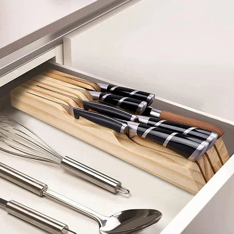 Western Knife Tray Organizer - Wood Knife Organizer - Kitchen Drawer Cutlery Storage Tableware - Container in-drawer Knife Tray