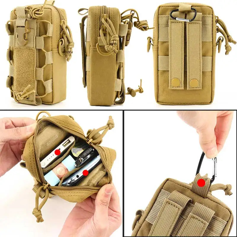 Organizer Waist Pack Bag military Molle EDC Pouch Water Bottle Canteen Kettle Carrier Outdoor Sports Phone Holder Camping Hiking