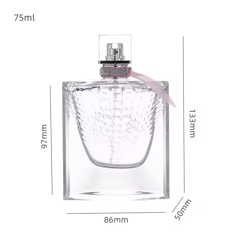 1pc 75ml Fish Scale Bottle with Silk Scarf Cap Transparent Glass Cosmetic Dispensing Empty Bottle Bayonet Perfume Bottle