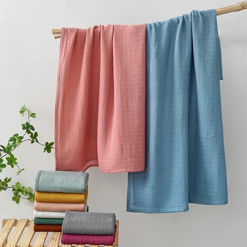 Baby Muslin Swaddle Blankets 2 Layers Breathable Skin-Friendly Newborn Receiving Blankets Swaddle Wrap Baby Essentials 120*110cm