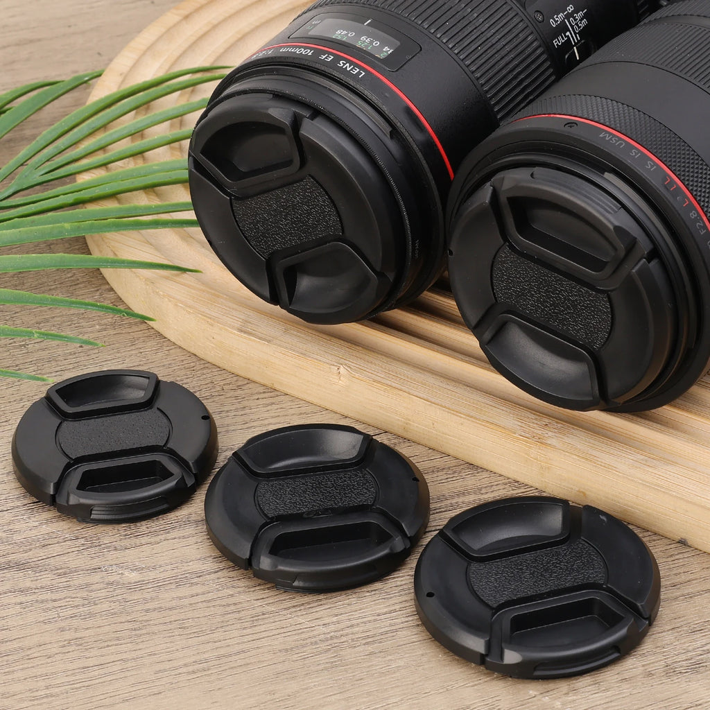 Universal Lens Cap 49 52 55 58 62mm Center Pinch Snap on Front Cap Cover for DSLR Camera Lens Protector Protective Accessories