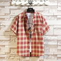 New Men's Shirts Casual Loose Designer Plaid Short Sleeve Shirts Mens Clothing Trend Social Mens Office Shirt Daily Work 5XL