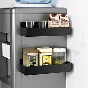 Strong Magnetic Shelves 2 Layers Black White Storage Rack Kitchen Plastic Spice Seasoning Organizer for Refrigerator Microwaves