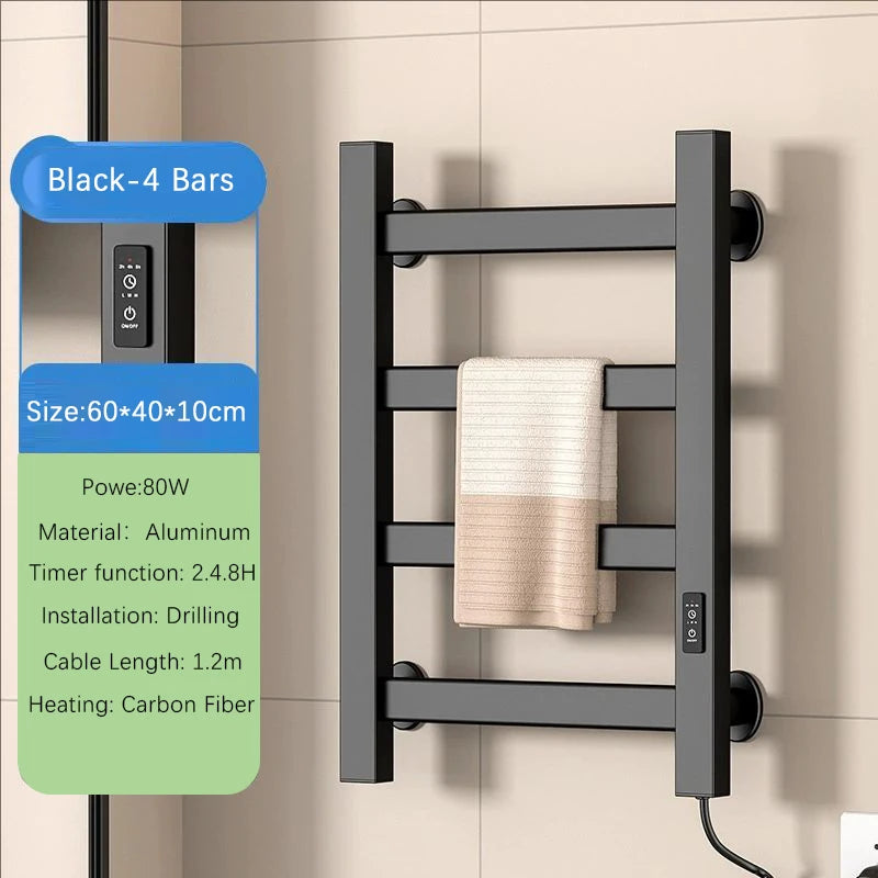OXG Heated Towel Rack Built-In Timer Bathroom Electric Towel Warmers Wall-Mounted Heated Towel Dryer Bathroom Accessories