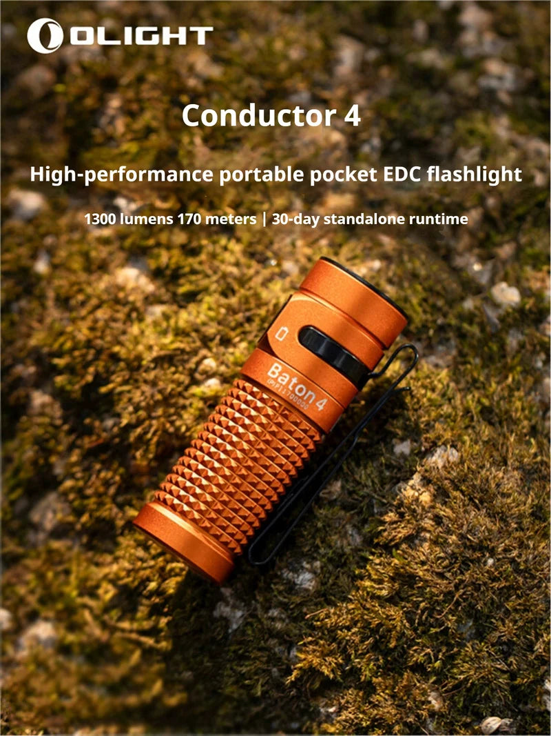 Olight Conductor Baton4 Ultra Long Endurance 1300 Lumens Portable Pocket Edc Flashlight