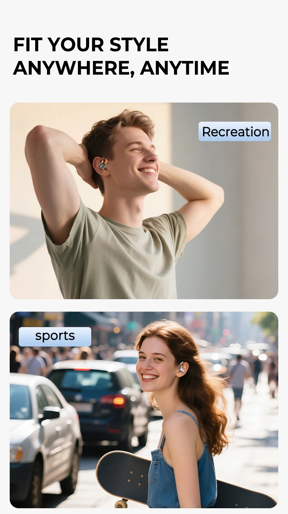 Bluetooth Auricles HTC NE35 2026 AI Real-Time Language Translator Earbuds 134 Languages BT6.0 IPX5 90H Battery Wireless Headset