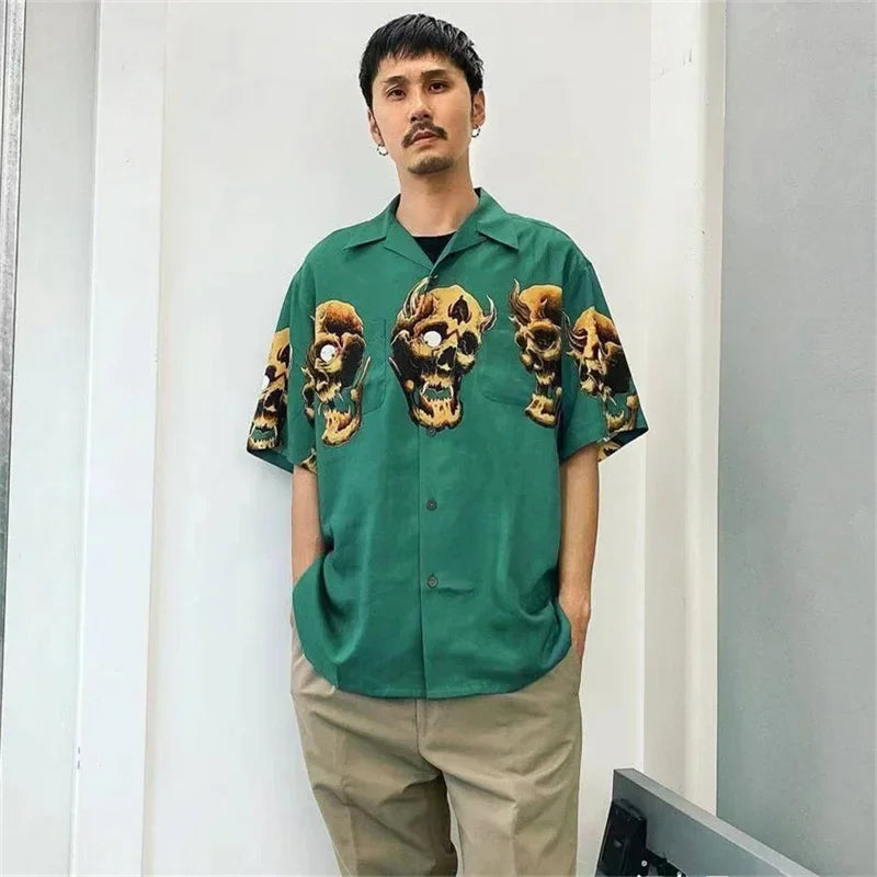 Classics 2025 WACKO MARIA Shirt Photo Print Vintage Men's And Women's Loose Hawaiian WACKO MARIA Short Sleeve Shirt T-Shirts