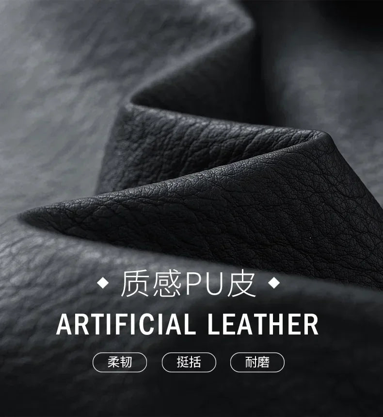 Men Trend Motorcycle Leather Jacket Bomber Pilot Retro Loose Pu Short Leather Jacket Autumn Winter New Lapel Big Pocket Coat