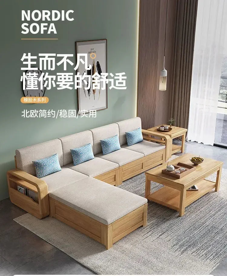 R134 Wood Storage Living Room Sofas Designer Sectional  Nordic Luxury Living Room Sofas Lounges Modern Banken Woonkamer Furnitur