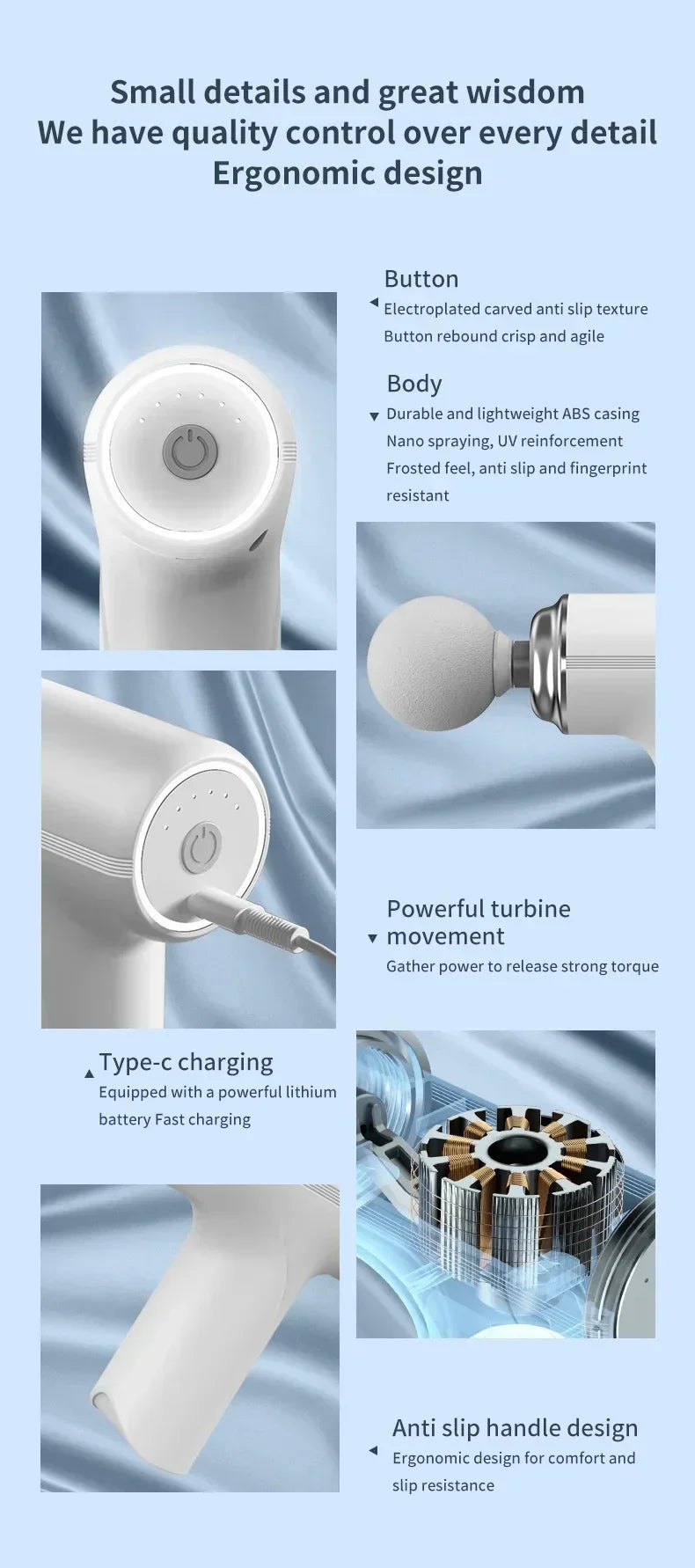 2025Portable AI Fascial Massage Gun Electric Percussion Massager Body Relaxation With 4 Replaceable Massage Head LED Night Light