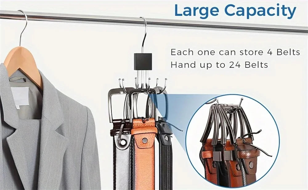 360°Rotating Belt Hanger Hook Durable Belts Rack Organizer for Belts Scarves Bras Ties Home Dorm Storage Hanger Closet Organizer