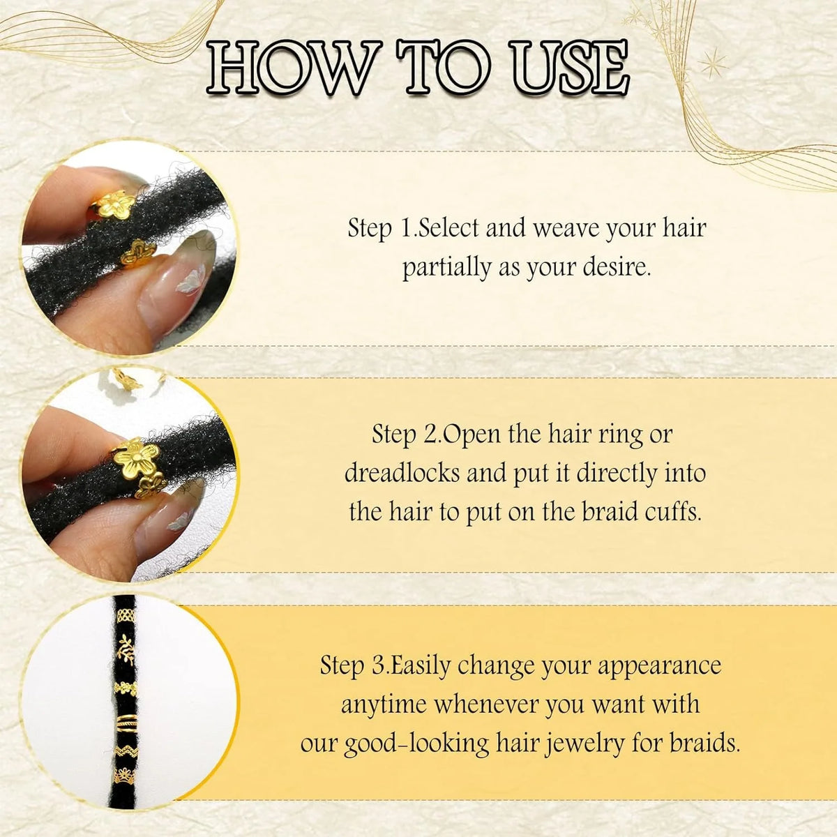 60PCS Hair Jewelry for Braids Gold Braid Clips Style Dreadlock Jewelry Metal Loc Braids Accessories Hair Decoration for Women